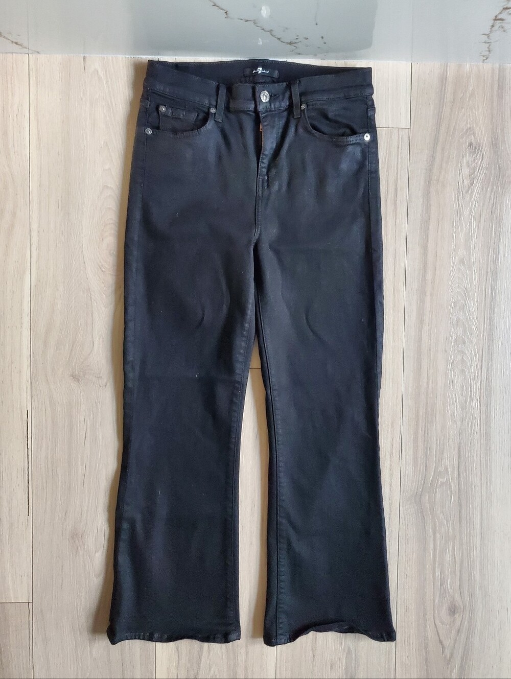 7 For All Mankind Flare Jeans Womens 28 Black